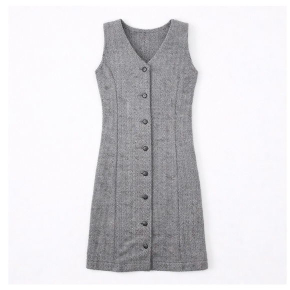 Abercrombie & Fitch Dresses & Skirts - Abercrombie & Fitch Vintage Wool Blend Button up Sleeveless Dress Gray Sz XS